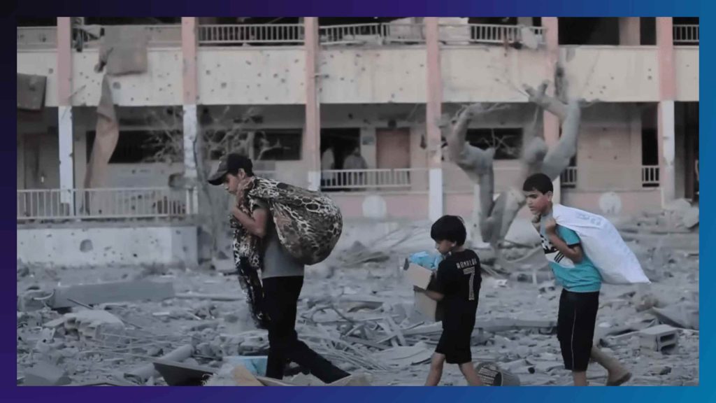 Children walking in Palestine